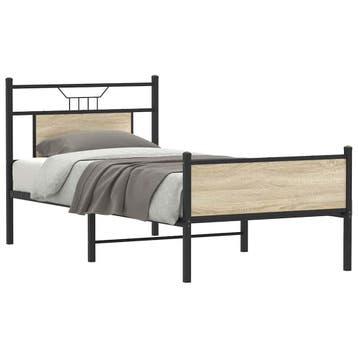 vidaXL Bedframe zonder matras hout sonoma eikenkleurig, 90 cm, Eenpersoons, Bruin, Verzenden