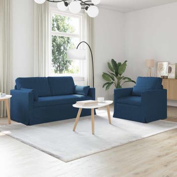 vidaXL Bankstel 2 st Blauw Stof, Verzenden, Nieuw, Stof, Minder dan 150 cm