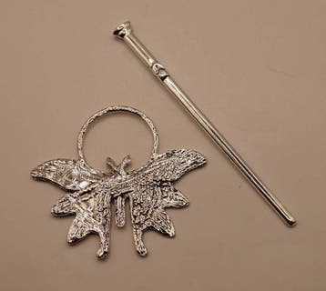 Haarspeld met stokje vlinder in de kleur zilver, Verzenden, Nieuw, Haarspeld