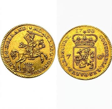 Nederland, Holland 1/2 Gouden Rijder 1750/49 Overstrike