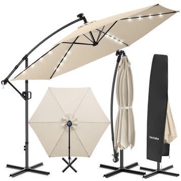 Parasol Artemis, 360° draaibaar, LED-solar, 3,5 x 3,5 m, Verzenden, Nieuw