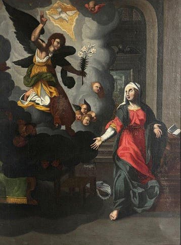 Italiaanse school (XVIII) - Annunciazione con lArcangelo, Antiek en Kunst