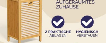 Badkamerkast met Wasmand Bamboe 43L (Interieur), Verzenden, Nieuw