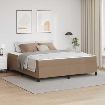 vidaXL Bedframe met matras Cappuccino 180 x 200 cm Stof, Verzenden, Nieuw, Bruin, Stof