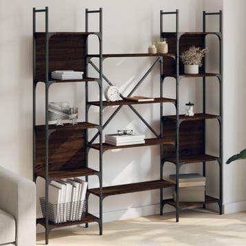 vidaXL Boekenkast 155,5x24x166,5 cm bewerkt hout bruin, Verzenden, Nieuw, Overige houtsoorten