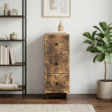 vidaXL Ladenkast Gerookt eiken 33 x 34,5 x 90 cm Bewerkt, Huis en Inrichting, Kasten | Overige, Verzenden, Nieuw