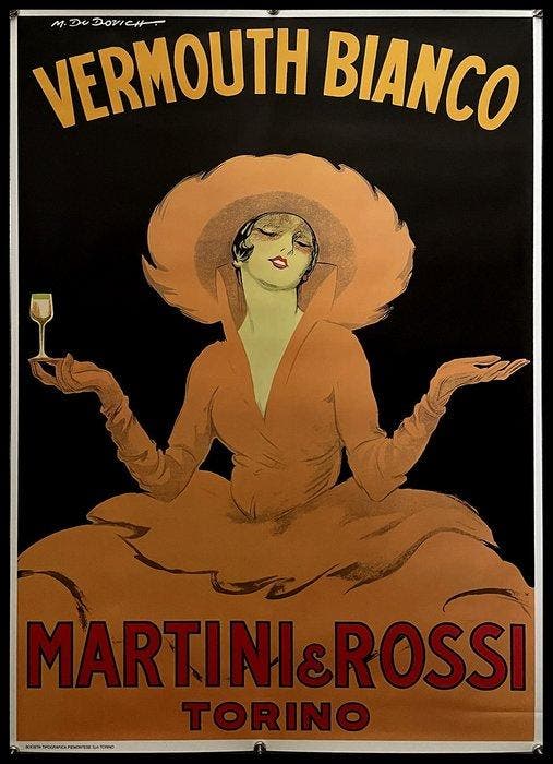 Marcello Dudovich - Manifesto Vermouth Bianco Martini &, Antiek en Kunst, Kunst | Tekeningen en Foto's