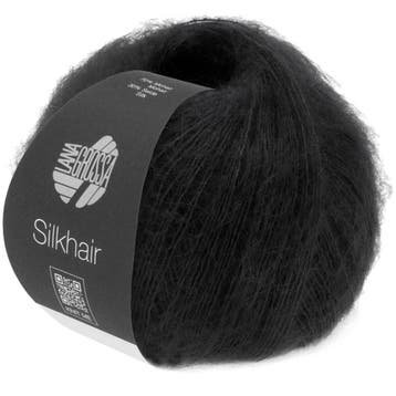 Lana Grossa Silkhair - 014 Zwart - Superkid Mohair & Zijde, Hobby en Vrije tijd, Ophalen of Verzenden, Nieuw