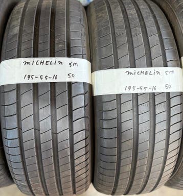 2x 195-55-16 Michelin Zomer 2x 5mm €50 Per Band 195 55 16, Auto-onderdelen, Ophalen, Gebruikt, 16 inch, Band(en)