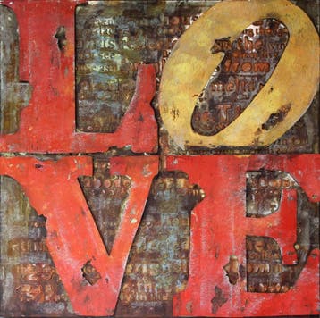 Metalen 3D schilderij 100x100 cm - LOVE - 10 stuks, Ophalen