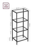 Zwarte Metalen Kast met 4 Glazen Planken – Moderne Opbergkas, Huis en Inrichting, Kasten | Boekenkasten, Verzenden, Nieuw