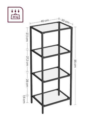 Zwarte Metalen Kast met 4 Glazen Planken – Moderne Opbergkas, Huis en Inrichting, Kasten | Boekenkasten, Verzenden, Nieuw