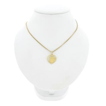 Gouden hanger van een hart met een jongens kinderkopje, Ophalen of Verzenden, Gebruikt, Goud, Overige merken