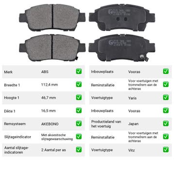 Remblokken Vooras Toyota Echo 1.5 - ABS 37135, Verzenden, Nieuw, Toyota
