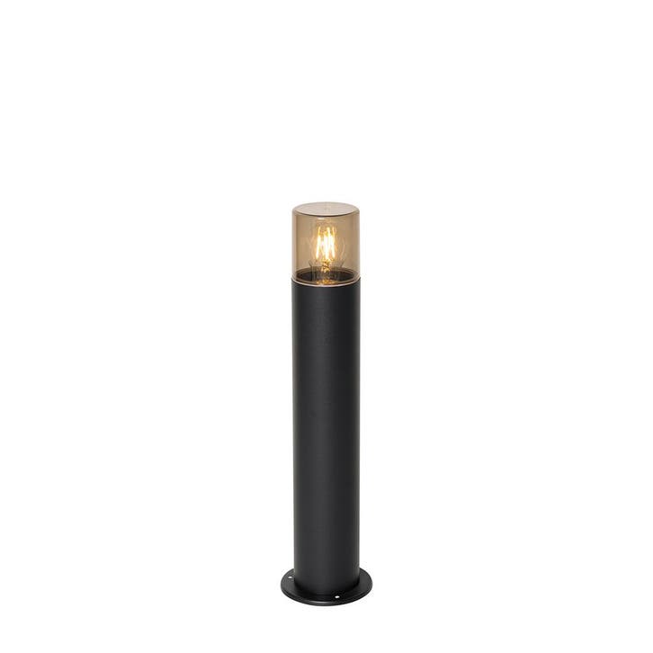 Staande buitenlamp zwart met smoke kap 50 cm - Odense, Tuin en Terras, Buitenverlichting, Nieuw, Aluminium, Verzenden