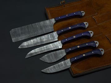 Japanese Style Kitchen Knife SET With Leather BAG Included -