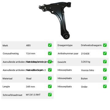 Draagarm Vauxhall Astra FAS7.1 () Van 1991-09 tot 1998-02 -, Verzenden, Nieuw