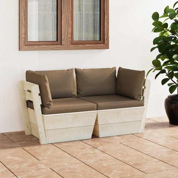 vidaXL Tuinbank 2-zits met kussens pallet vurenhout, Verzenden, Nieuw, Hout
