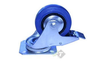 Flightcase Zwenkwiel Met Rem 100 Mm - Blue Wheel - Zwenkwiel, Ophalen of Verzenden, Nieuw