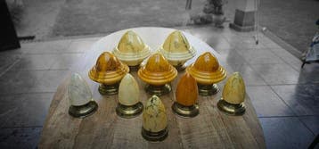 Plafondlamp (13) - Opaline glas - Vintage Scheepslampen