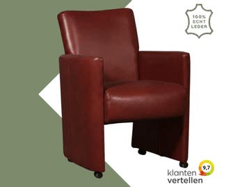 Leren eetkamerstoel Elegant - Granada Rouge (rood) - Met, Eigentijds, Modern, Nieuw, Leer, Ophalen of Verzenden