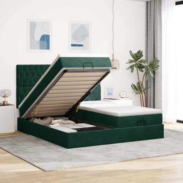 vidaXL Ottoman bed met matrassen 160x200cm fluweel, Verzenden, 200 cm, Stof, 160 cm