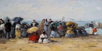 Camille Rousseau (1949) - Cabourg Plage – Élégantes au bord