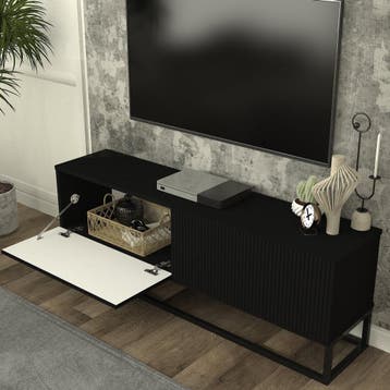 Tv-meubel Verpsboga lang frame 135x32x47 cm zwart [en.casa], Verzenden, Nieuw