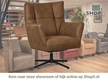 Leren draaifauteuil Lovely - Kenia Brown (bruin), Nieuw, Ophalen of Verzenden, 75 tot 100 cm, Eigentijds, Modern, Retro, Vintage