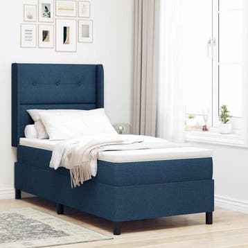 vidaXL Boxspringbed met kussen met hoofdeinde Blauw 200 x 80, Verzenden, Nieuw, Blauw, Stof