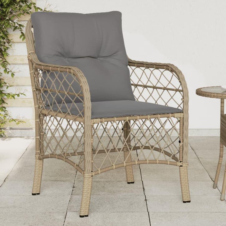 vidaXL Tuinstoelen 2 st met kussens poly rattan gemengd, Tuin en Terras, Tuinstoelen, Nieuw, Rotan, Verzenden