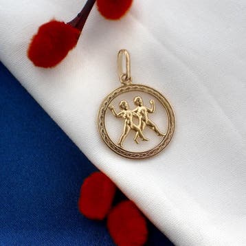 Gouden hanger van het sterrenbeeld tweelingen, Ophalen of Verzenden, Gebruikt, Goud, Overige merken