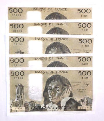 Frankrijk. - 5 x 500 Francs - 1987 - Pick 156f (Zonder