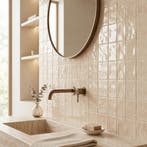 Wandtegel Equipe Handvorm Ritmo Cream Beige 10x10, Nieuw, Minder dan 20 cm, 10 m² of meer, Wandtegels