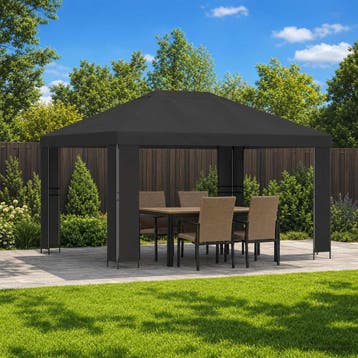 vidaXL Paviljoen 4 × 3 m Antracietkleurig Polyester en staal, Verzenden, Nieuw