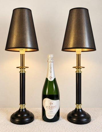 Tafellamp (2) - Luxe Diner Lamp - Messing, Staal, Textiel -