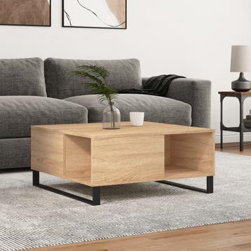 vidaXL Salontafel 80x80x36,5 cm bewerkt hout sonoma, 50 tot 100 cm, Verzenden, Nieuw, 50 tot 100 cm