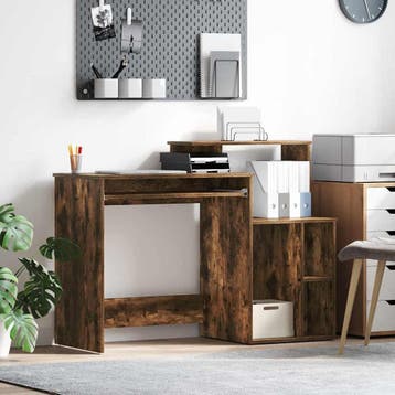 vidaXL Bureau Gerookt eiken 120,5 x 44 x 88,5 cm Bewerkt, Huis en Inrichting, Verzenden, Nieuw