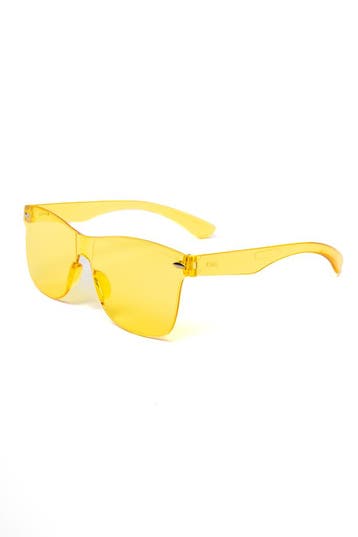 KIMU® Zonnebril Way Farer Zonder Montuur Gele Glazen Dames H, Ophalen of Verzenden, Nieuw, Feestartikel, Carnaval