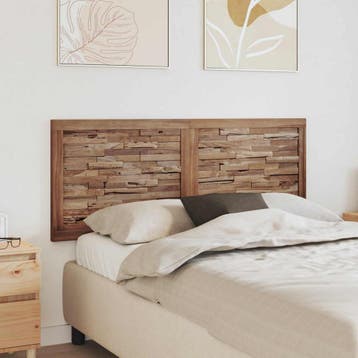 vidaXL Bed Hoofdbord Naturel Massief Teakhout, Verzenden, Nieuw, Bruin, Hout