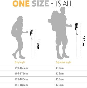 Set van 2 Trekkingstokken Ultralicht Telescopisch Aluminium, Sport en Fitness, Bergsport en Wandelen, Verzenden, Nieuw