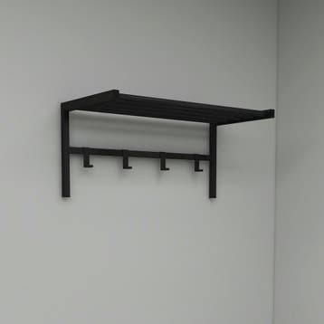 [en.casa] Wandkapstok Tolga met plank 32,5x69x34 cm zwart, Verzenden, Nieuw