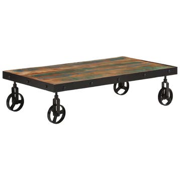vidaXL Salontafel met wieltjes 100x55x26 cm massief, Huis en Inrichting, 100 tot 150 cm, Verzenden, Nieuw, 50 tot 100 cm