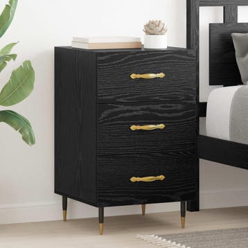 vidaXL Nachtkastje Zwart Eiken 40 x 40 x 66 cm Bewerkt hout, Minder dan 45 cm, Verzenden, Nieuw, 55 tot 70 cm