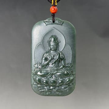 Snijwerk, Guanyin Amulet Pendant - 65 mm - Gecertificeerde