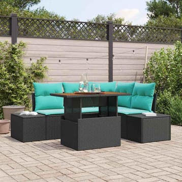 vidaXL Tuin Sofa Set 5 st Zwart Poly rattan, Tuin en Terras, Verzenden, Nieuw, 5 zitplaatsen