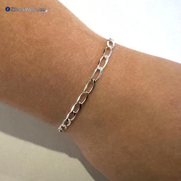 Zilveren lange gourmet schakel armband, Sieraden, Tassen en Uiterlijk, Armbanden, Verzenden, Nieuw, Zilver