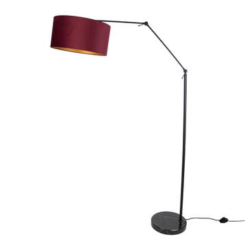 Vloerlamp zwart verstelbaar met kap rood en gouden, Verzenden, Nieuw, Modern