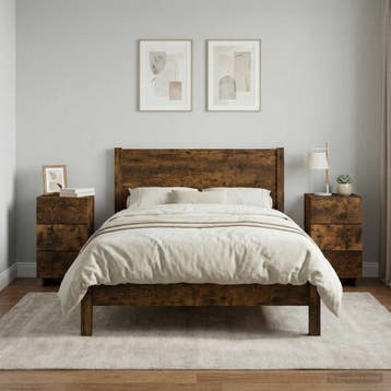 vidaXL Nachtkastje 2 st Gerookt eiken 33,5 x 34,5 x 60 cm, Minder dan 45 cm, Verzenden, Nieuw, 55 tot 70 cm