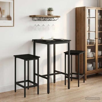 vidaXL Bartafel 52 x 52 x 90 cm Bewerkt hout Zwart eiken, Huis en Inrichting, Verzenden, Nieuw